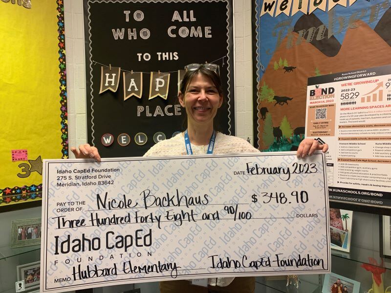 Nicole Backhaus - February 2023 Idaho CapEd Foundation Teacher Grant Winner
