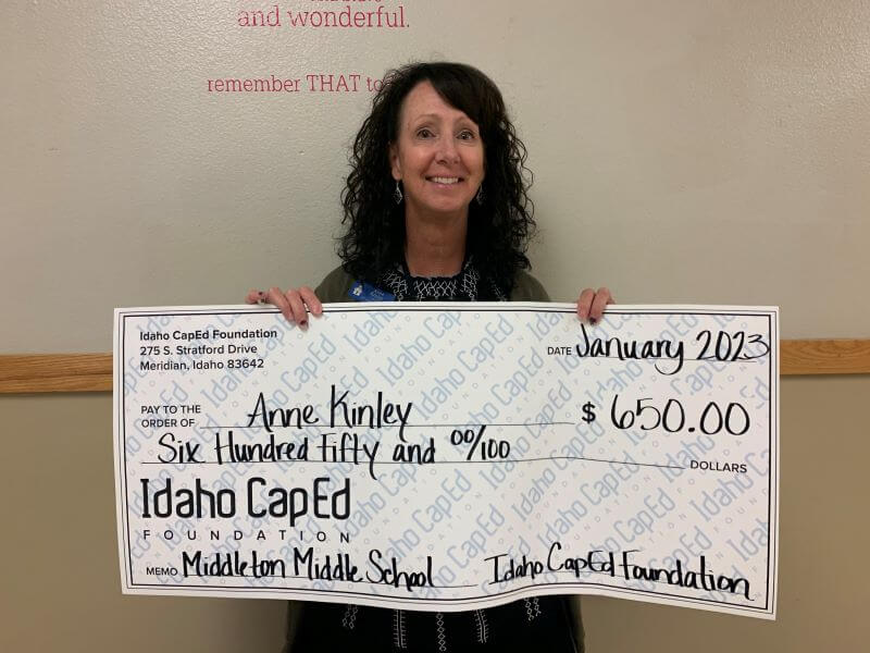 Anne Kinley - January 2023 Idaho CapEd Foundation Teacher Grant Winner