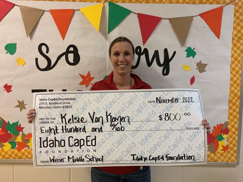 Kelsie Van Komen - November 2022 Idaho CapEd Foundation Teacher Grant Winner