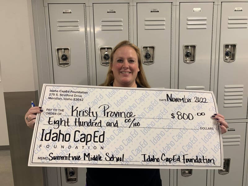 Kristy Province - November 2022 Idaho CapEd Foundation Teacher Grant Winner