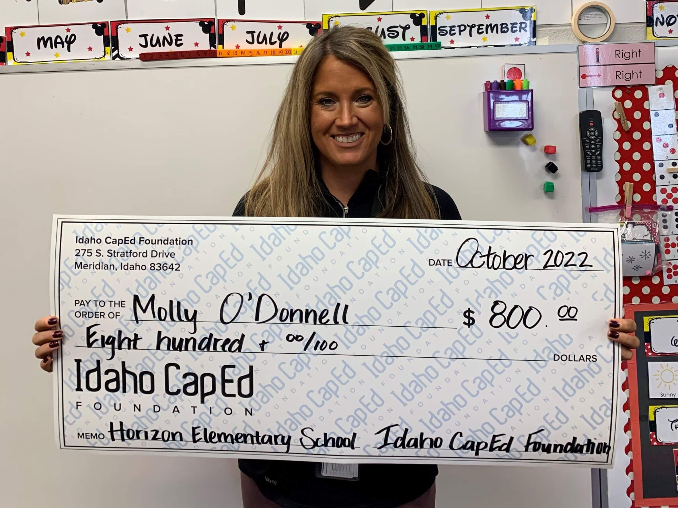 Molly O'Donnell - October 2022 Idaho CapEd Foundation Teacher Grant Winner