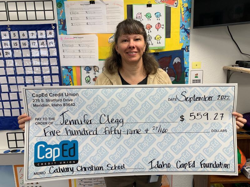 Jennifer Clegg - September 2022 Idaho CapEd Foundation Teacher Grant Winner