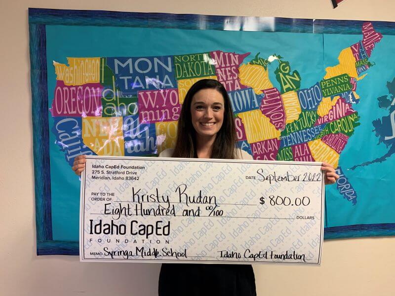 Kristy Rudan - September 2022 Idaho CapEd Foundation Teacher Grant Winner