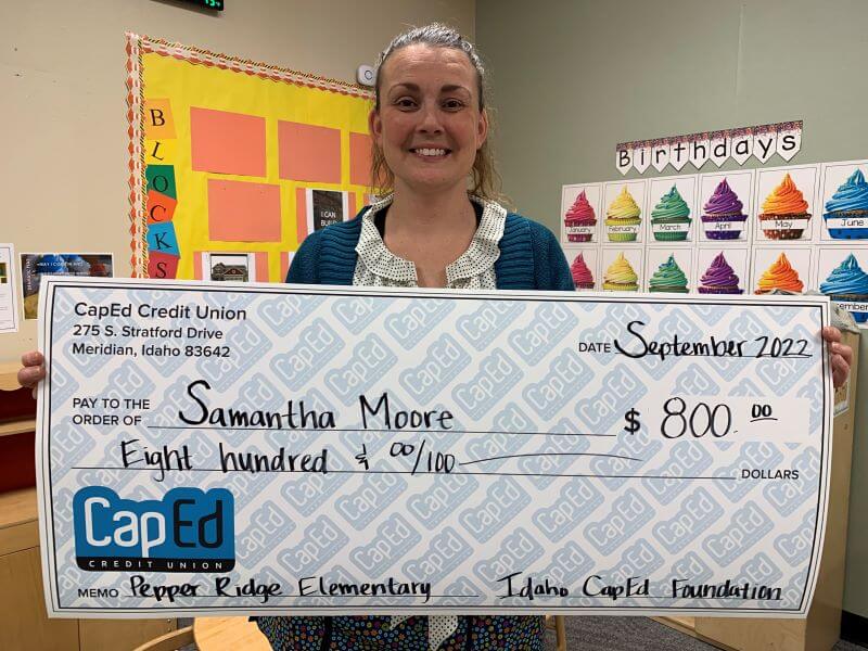 Samantha Moore - September 2022 Idaho CapEd Foundation Teacher Grant Winner