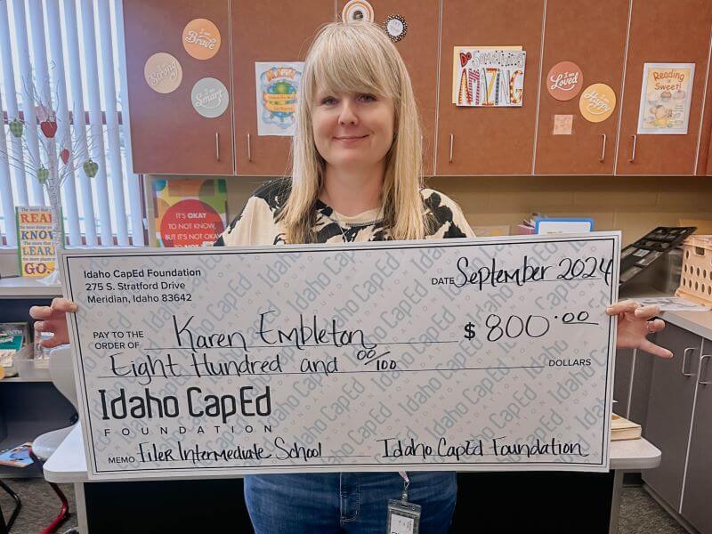 Karen Embleton - September 2024 Idaho CapEd Foundation Teacher Grant Winner.